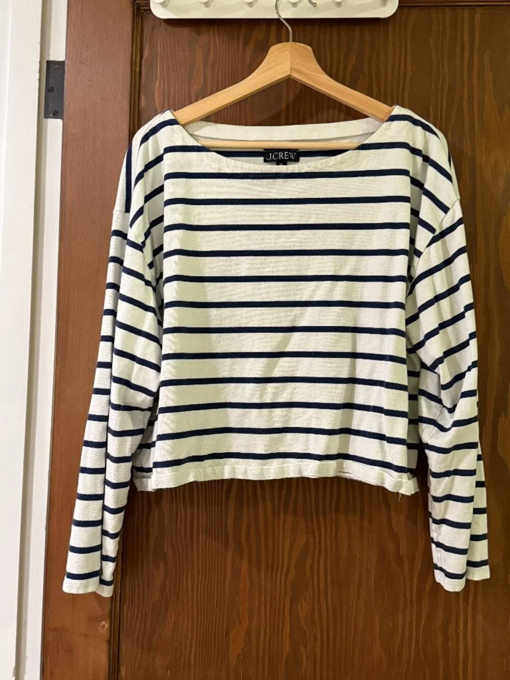 JCREW striped boatneck heavyweight cotton tee